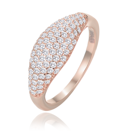 MINET Srebrny Rosegold pierścien kropla z białymi cyrkoniami wielkość 16