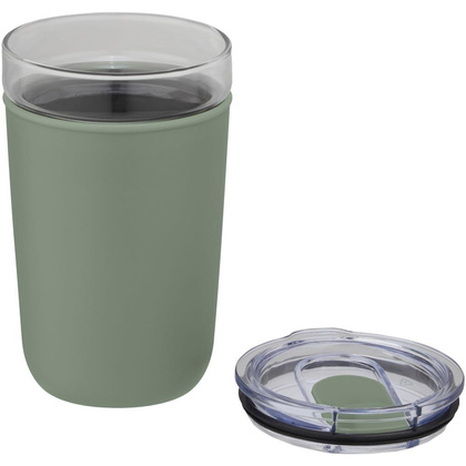 Szklany kubek Bello o pojemności 420 ml z zewnętrzną ścianką z plastiku z recyklingu