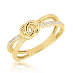 MINET Złoty pierścionek kółko z białą cyrkonią Au 585/1000 rozm. 17 - 2,00g