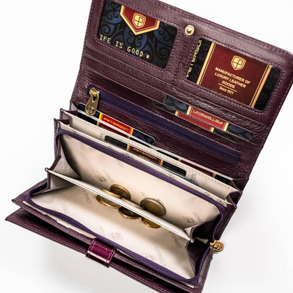 Portfel damski skórzany PELLUCCI PTN 421077-SH-1 fioletowy