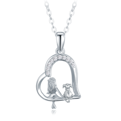 MINET Naszyjnik srebrny dziewczynka z psem i białymi cyrkoniami