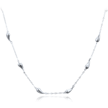MINET Nowoczesny srebrny naszyjnik z kroplami