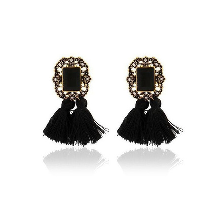 KOLCZYKI CHWOSTY KRYSZTAŁ GOTHIC CZERŃ K637CZ