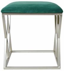 Puf z welurowym siedziskiem butelkowa zieleń z szampańskimi nogami