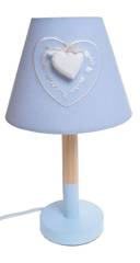 Lampa drewniana z sercem błękitna mała