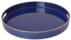 Taca okrągła granatowa ze złotym rantem