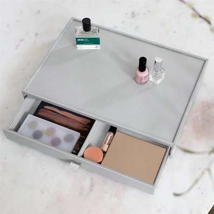 Organizer na kosmetyki Stackers Pebble supersize kamienna szarość z szufladą z podziałką