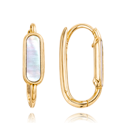 MINET Eleganckie złote kolczyki z białą masą perłową Au 585/1000 1,70g