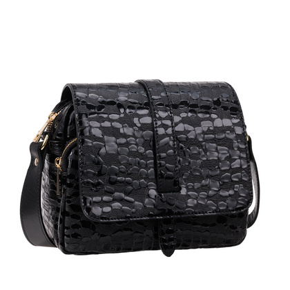 Torebka damska z efektem kropli czarna Canaletto złote wykończenia TD690s258