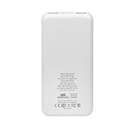 RIVACASE Powerbank VA2601 10000 mAh USB-C 20W + Qi 10W biały