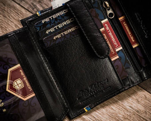 Skórzany portfel męski w orientacji pionowej z systemem rfid