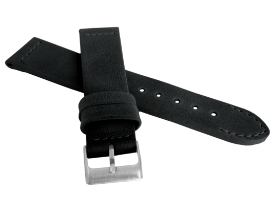 LAVVU Czarny szyty pasek RETRO z luksusowej skóry Top Grain - 22