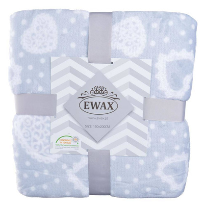 Koc szary w serca 150x200cm