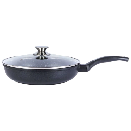 Patelnia granitowa 28 cm GRANDE z pokrywką do smażenia duszenia