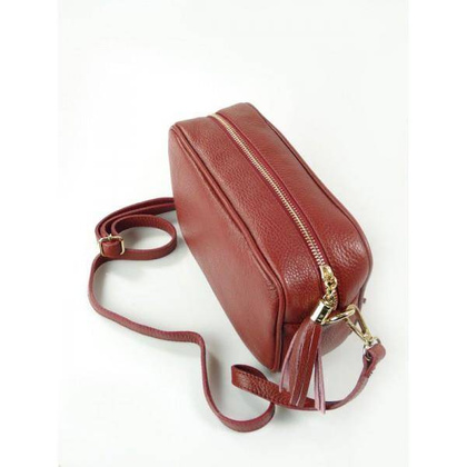 Frędzelki duża skórzana listonoszka Vera Pelle Bordowa  VP99R2