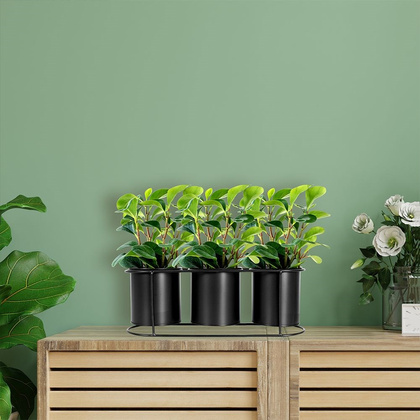 Kwietnik na 3 rośliny metalowy czarny potrójny stojak doniczka osłonka na stojaku loft