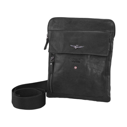 Torba na ramię AERONAUTICA MILITARE Vintage Skórzana Czarna