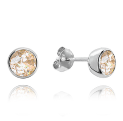 MINET Kolczyki srebrne z żółtymi cyrkoniami