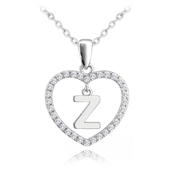 MINET Srebrny naszyjnik litera w sercu „Z” z cyrkoniami