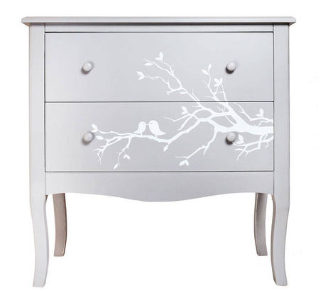 Komoda szara z 2 szufladami z ptaszkami