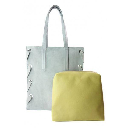 Zamszowa torba Shopper bag ,duży worek, kółka,  Vera Pelle pojemny Szara  WK745G KEMER
