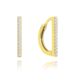 MINET Pozłacane przyzwoite kolczyki srebrne z białymi cyrkoniami