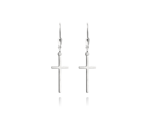 MINET Kolczyki srebrne KRZYŻ