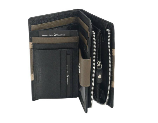 BH-361 COLOURS Portfel damski skórzany Czarny