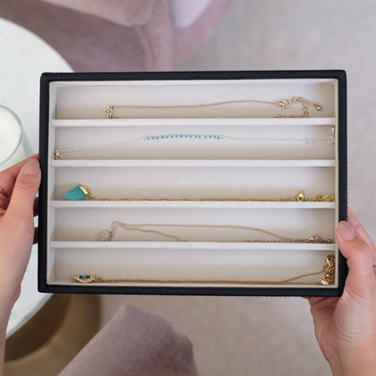 Szkatułka na biżuterię Stackers pięciokomorowa classic czarna velvet