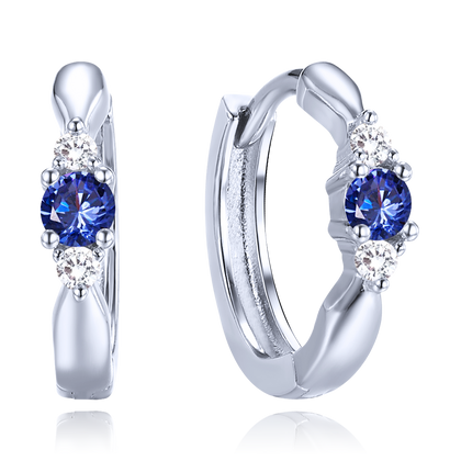 MINET Srebrne kolczyki z lawendowo-niebieskimi i białymi cyrkoniami