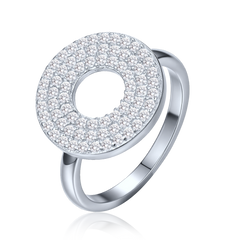 MINET Pierścien srebrny krąg z białymi cyrkoniami wielkość 16