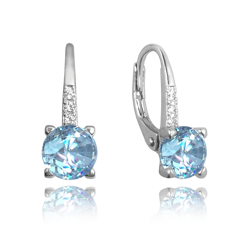 MINET Eleganckie kolczyki srebrne z niebieską cyrkonią