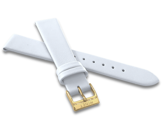 MINET Biały skórzany pasek ze złotą klamrą - 16