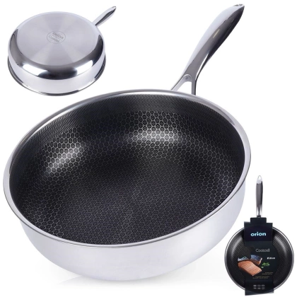 Patelnia stalowa nieprzywierająca premium COOKCELL HYBRYD 26 cm głęboka