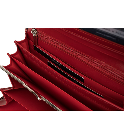 Duży czerwony portfel damski Canaletto ze skóry garbowanej roślinnie  PD1602s165 GR RFID