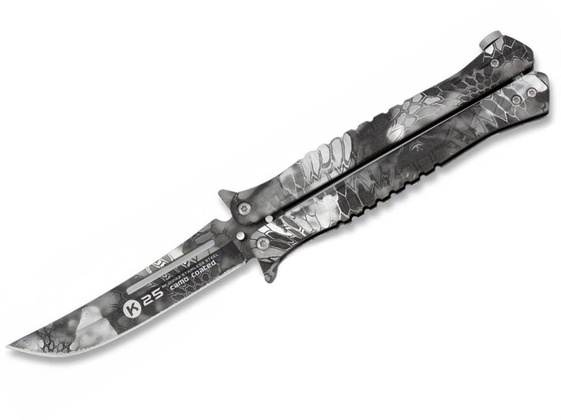 Nóż motylek K25 02142 Balisong Phyton Czarny