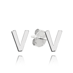 MINET Srebrne kolczyki litera "V"