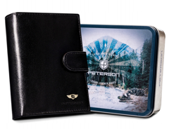 Duży, skórzany portfel męski na zatrzask