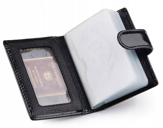 Etui na dokumenty z lakierowanej skóry Peterson Czarne