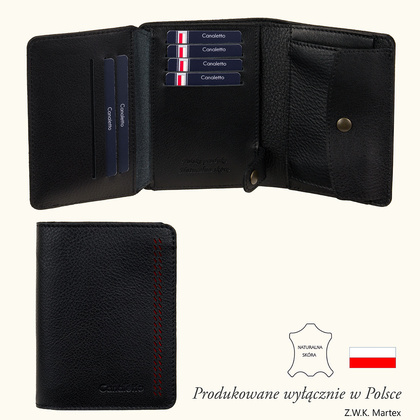 Skórzany Portfel Męski z perforacją Canaletto 11 kart PM1550s246-P60