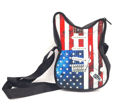 Torba na ramię w kształcie gitary – flaga amerykańska – Prezent dla muzyka