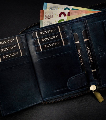 Duży, skórzany portfel w orientacji pionowej z systemem rfid
