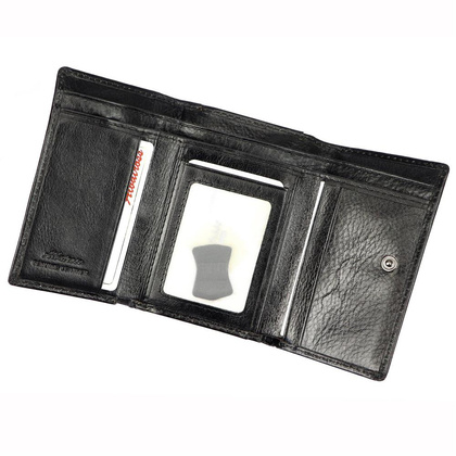 Średniej wielkości skórzany portfel damski, czarny