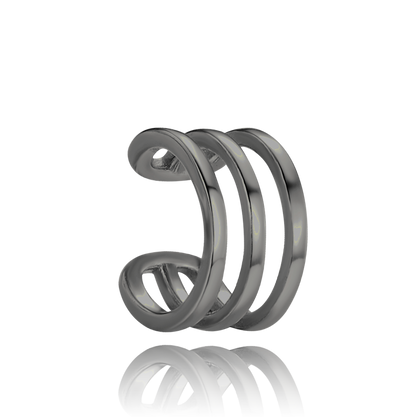 MINET Czarna srebrna nausznica ear cuff