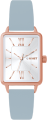 MINET Damski rosegoldowy zegarek SIENA z szarym skórzanym paskiem