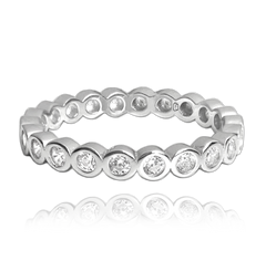 MINET Pierścien kulkowy srebrny z białymi cyrkoniami wielkość 17