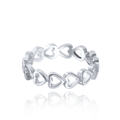 MINET Pierścień srebrny z serduszkami wielkość 19