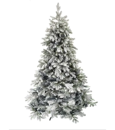 Choinka sztuczna PE02 220 cm biała  ośnieżona  z metalowym stojakiem