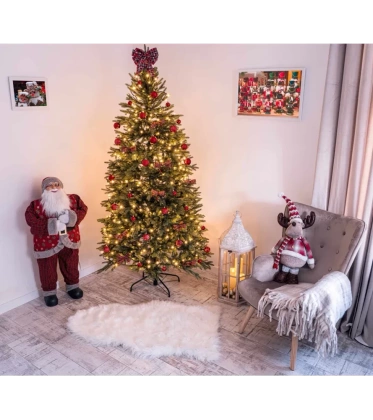 Choinka sztuczna PE10 220 cm FULL PE zielona jasne końcówki z metalowym stojakiem