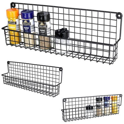 Półka ścienna na przyprawy metalowa czarna loft 39,5x6,5x14cm